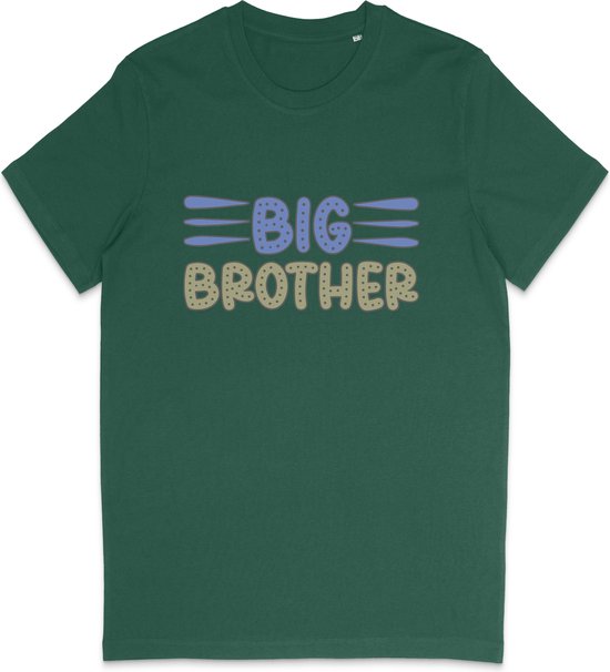 Jongens T Shirt Met Tekst: Big Brother - Grote Broer - Groen - Maat 104