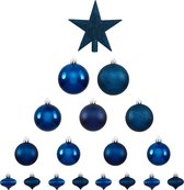 Set de boules de Boules de Noël avec étoile - Bleu nuit - Différentes tailles
