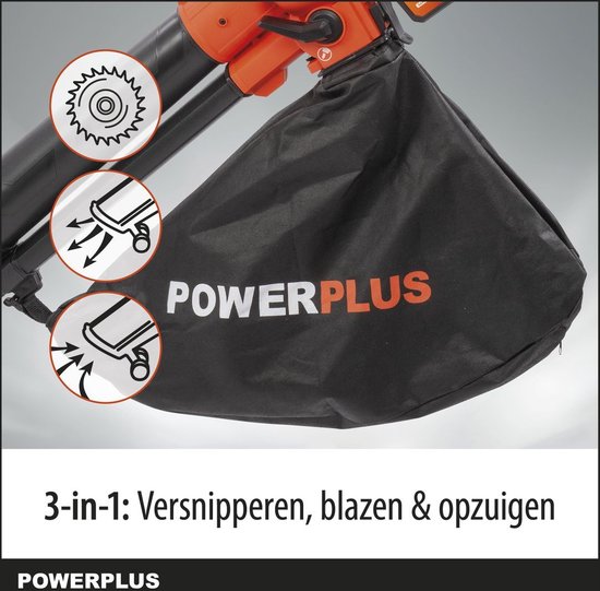 Powerplus Dual Power Draadloze Bladblazer POWDPGSET35 - Bladblazer op Batterij van 40 V, 3-in-1: versnipperen, blazen en zuigen, maximale luchtsnelheid van 210 km/u, Met Batterij en Oplader - Powerplus
