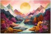 Graphic Message - Peinture sur toile - Montagnes colorées - Géométrique