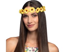 Boland - Hoofdband Zonnebloemen Geel - Één maat - Volwassenen - Vrouwen - 60's & 70's - Hippie & Flower Power- Elfje - Hawaii - Ibiza - Festival