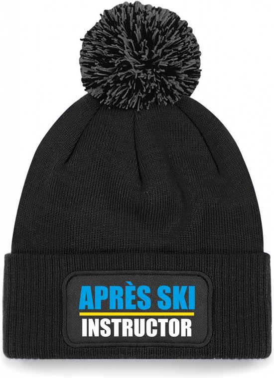 Bonnet de sports d'hiver Bellatio Decorations avec pompon - Moniteur d'après-ski - noir - taille unique - unisexe