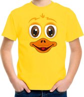 Bellatio Decorations dieren verkleed t-shirt kinderen - eend gezicht - carnavalskleding - geel 104/110