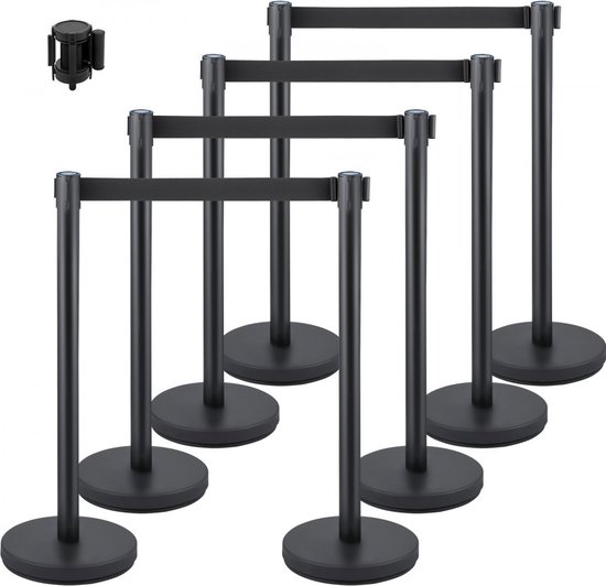 Foto: Crowd control stanchion wachtrijlijn touw 8 x barri res voor menigtecontrole 90cm touw barri re stanchion wachtrij gemaakt van ijzer en staal