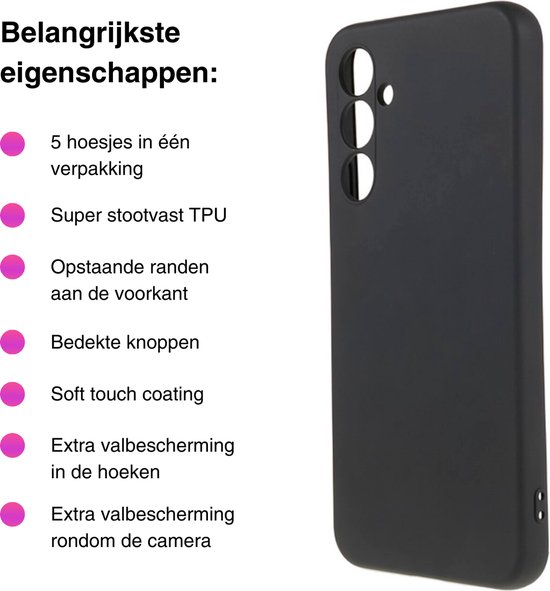 5 PACK - Hoesje Geschikt voor Samsung Galaxy A54 5G - 5x Siliconen Shock Proof Case - Stevige TPU Cover - Multipack met paars, blauw, zwart, groen en roze