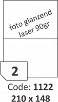 R0119.1122.A Rayfilm Hoogglans zelfklevende etiketten voor laser 80gr 210x148.5 mm - 2 per blad - 200 etiketten per doos van 100 vel