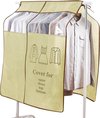 Kledinghoes stofdicht 120 x 120 cm beige kledingafdekking stof- en vochtbestendig kledingrek met transparant kijkvenster design