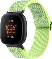 By Qubix geschikt voor Fitbit Versa 3 - Fitbit Versa 4 - Fitbit Sense 1 - Fitbit Sense 2 Nylon loop bandje - Neon geel Smartwatchbandje bandje Armband Polsband Strap Band Watchband