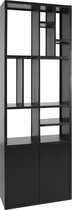 Woonexpress Wandkast Yola - MDF/Houtfineer - Zwart - 80x220x30 cm (BxHxD) - Vakkenkast