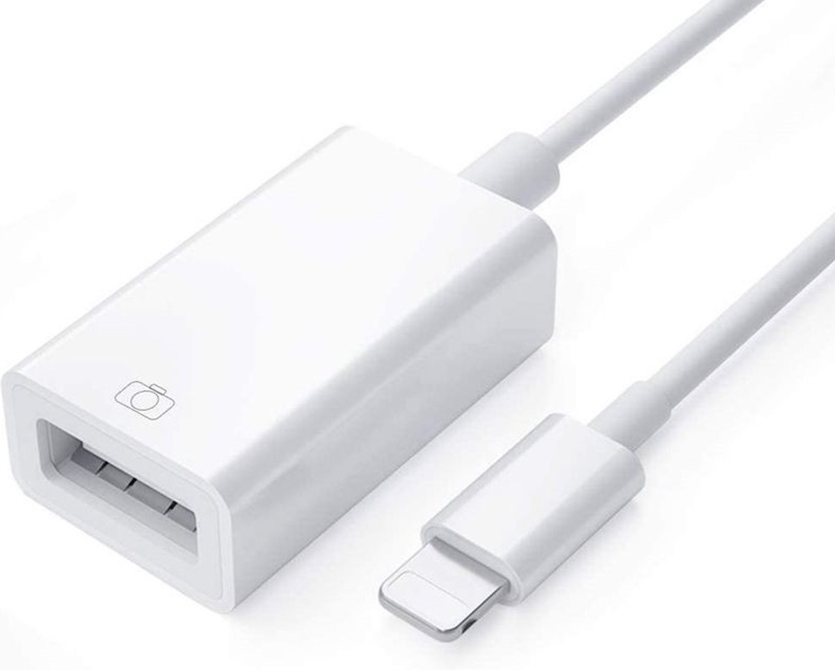 USB 3.0 adapter naar 8-pin adapter kabel OTG - geschikt voor iPhone en iPad - geschikt voor Lightning - Wit