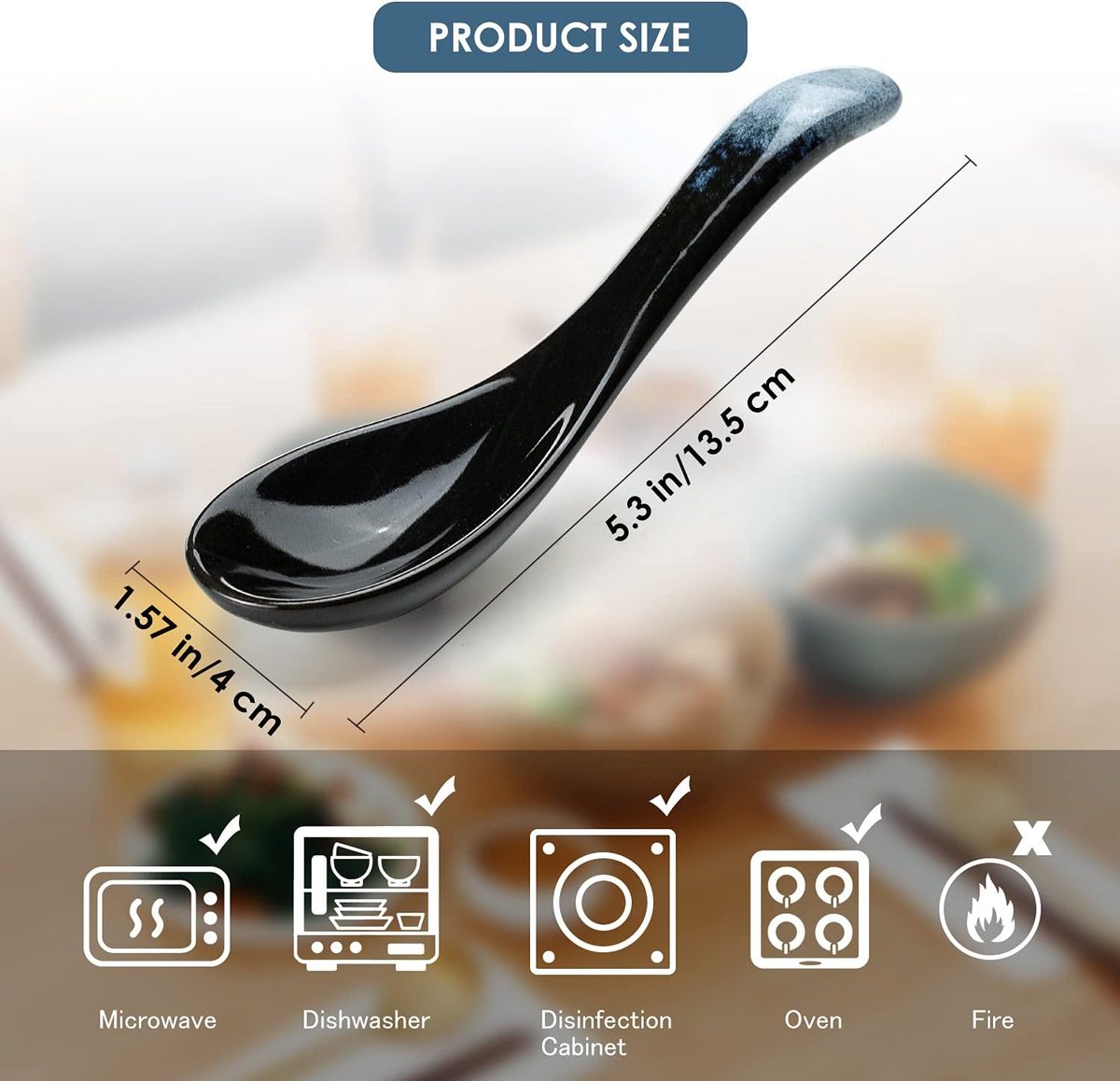 Chinese soeplepels,Counius 6 Stuks Porseleinen Lepels,Keramische Lepels,Creatieve Porseleinen Aziatische Soeplepels voor Ramen Pho Granen, Wonton Dumpling Miso