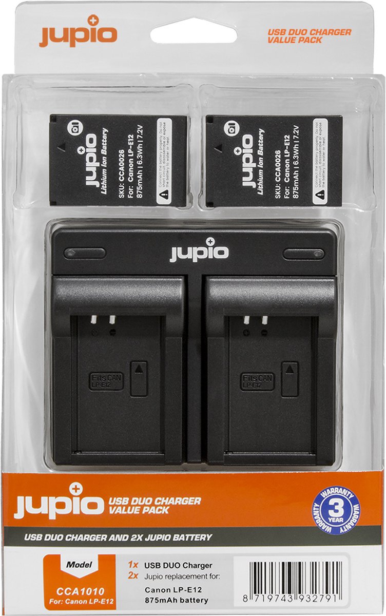 Jupio Value Pack: 2x Battery LP-E12 + USB Dual Charger - Jupio