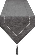 Tafelloper linnen grijs 32 x 180 cm, tafelloper linnenlook hoogwaardige tafelloper effen kleur, modern onderhoudsvriendelijk tafelloper voor eettafel, salontafel, restaurant, decoratie
