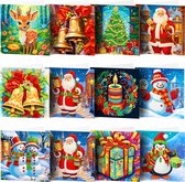 Diamond Painting - Kerst kaarten - 12 stuks met enveloppen - Ronde steentjes - Compleet Hobbypakket