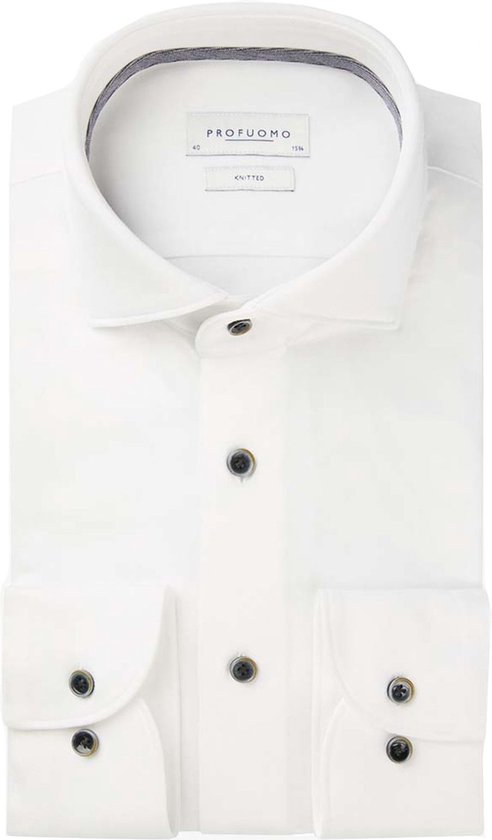 Profuomo Knitted Single Jersey Overhemd Wit Heren Maat 41