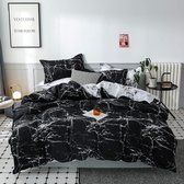 Parure de lit 3 pièces en marbre noir et blanc dekbedovertrek réversible en microfibre pour lit simple, 1 dekbedovertrek 220 x 240 cm et 2 taies d'oreiller 80 x 80 cm