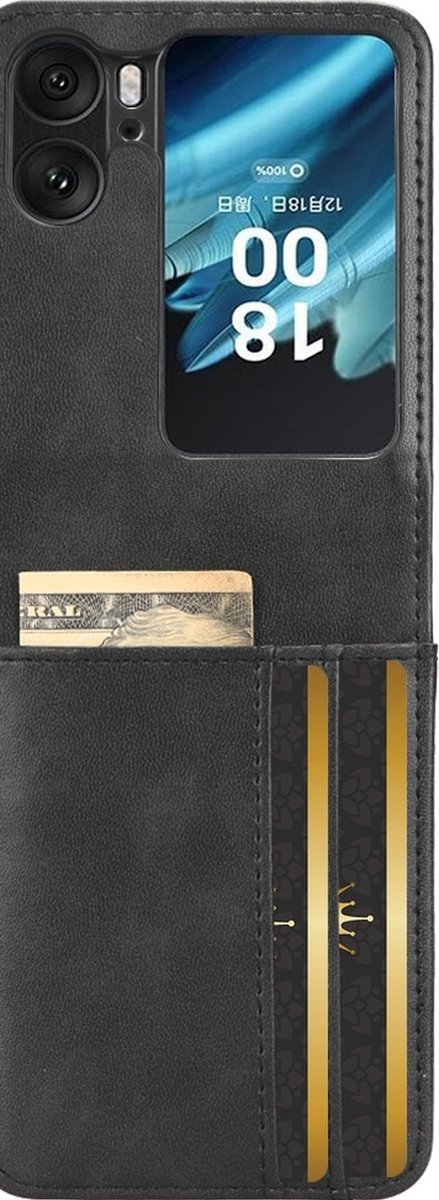 Mobigear Hoesje geschikt voor OPPO Find N2 Flip Telefoonhoesje Hardcase | Mobigear Excellent Wallet Backcover | Find N2 Flip Case | Back Cover - Zwart