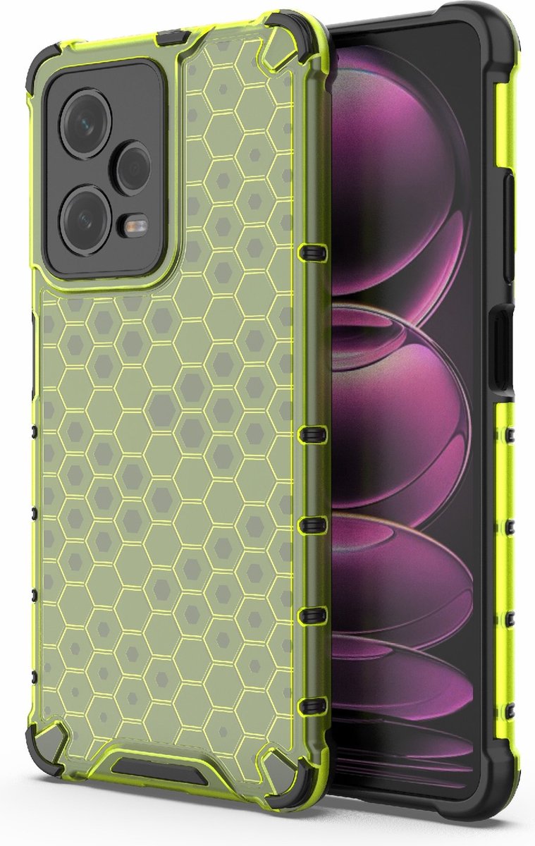 Mobigear Hoesje geschikt voor POCO X5 Pro Telefoonhoesje Hardcase | Mobigear Honeycomb Backcover Shockproof | Schokbestendig X5 Pro Telefoonhoesje | Anti Shock Proof - Groen