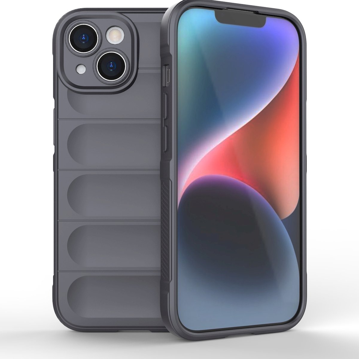 Mobigear Hoesje geschikt voor Apple iPhone 15 Telefoonhoesje Flexibel TPU | Mobigear Bumpy Backcover | iPhone 15 Case | Back Cover - Charcoal