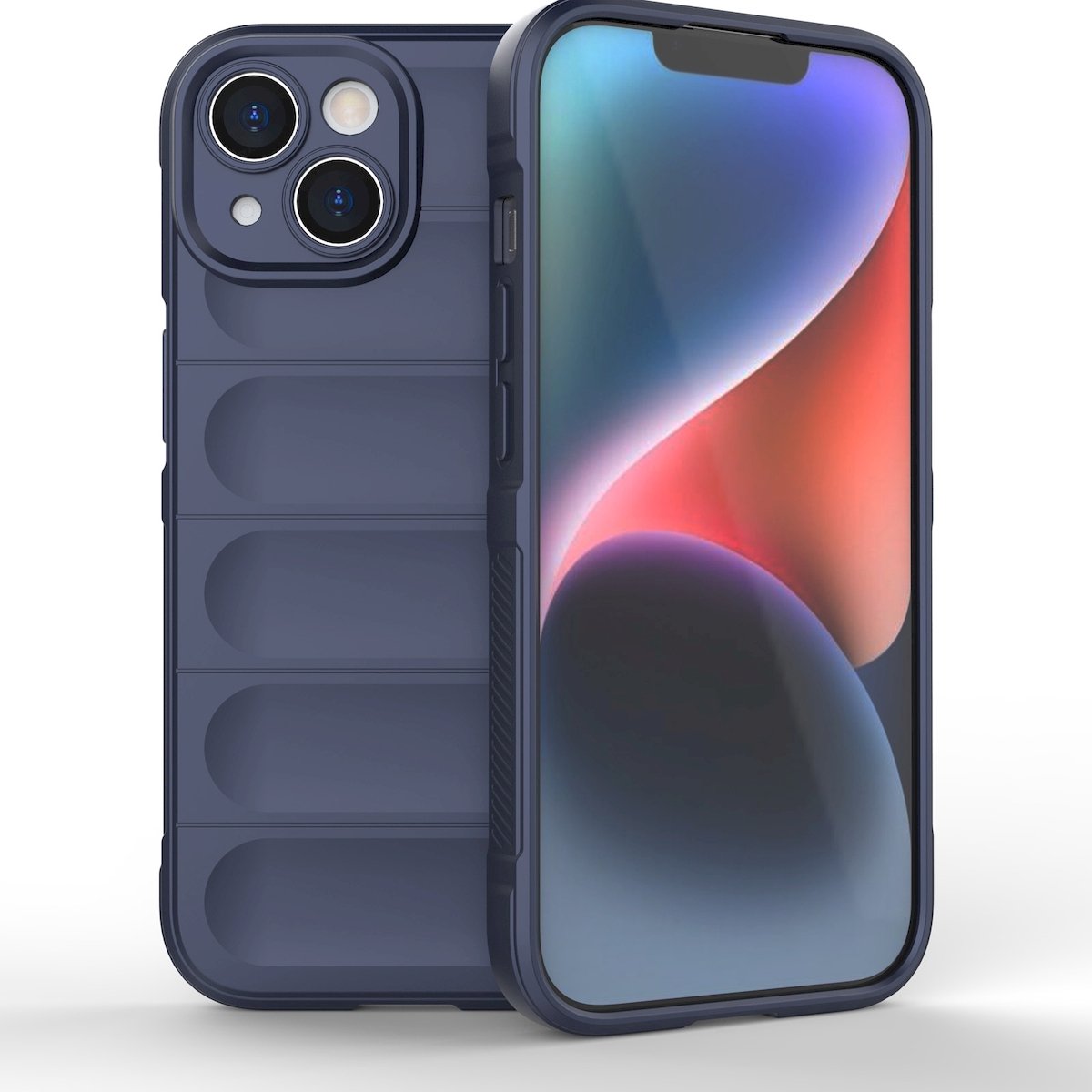 Mobigear Hoesje geschikt voor Apple iPhone 15 Telefoonhoesje Flexibel TPU | Mobigear Bumpy Backcover | iPhone 15 Case | Back Cover - Donkerblauw