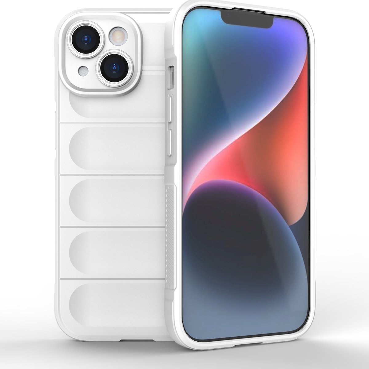 Mobigear Hoesje geschikt voor Apple iPhone 15 Telefoonhoesje Flexibel TPU | Mobigear Bumpy Backcover | iPhone 15 Case | Back Cover - Wit