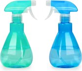 2 Stuks - Multifunctionele Sprayflessen - 500ml - Waterverstuiver - Geschikt Voor Tuinieren, Kappers & Reiniging - Verstelbare Nevelstraal - Duurzaam - Lekvrij - Blauw & Groen