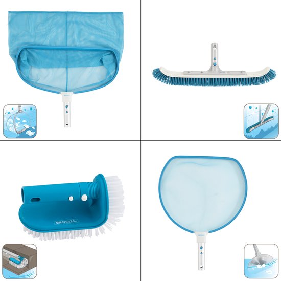 NATERIAL - Accessoires de piscine - Kit de nettoyage de piscine 7 pièces -  2 filets -... | bol.com