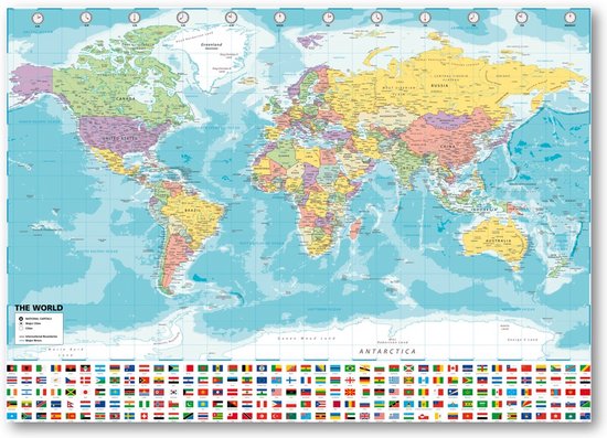 Affiche carte du Wereldkaart - 50 x 70 cm - papier de luxe - belle et claire carte du monde -