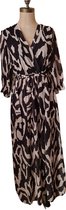 Dames jurk lang model print zwart/beige One size