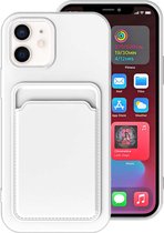 Smartphonica iPhone 12 Mini siliconen hoesje met pashouder - Wit / Back Cover geschikt voor Apple iPhone 12 Mini