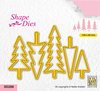 SD286 Shape die Nellie Snellen - trees - snijmal kerstbomen strak - 5x kerstboom - dennenbomen - boom