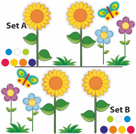 Bakfietsstickers Zonnebloemen in het gras van Bakfiets — afbeelding 2