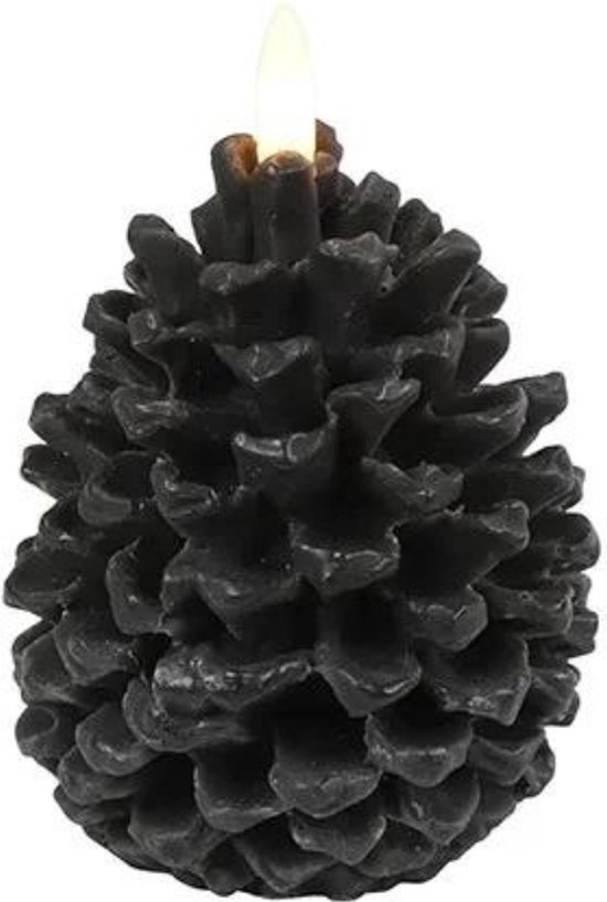 Bougie LED en forme de pomme de pin Countryfield, noire, Medium