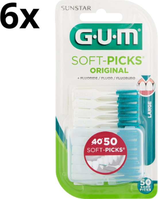 Foto: Gum soft picks large 6 x 50 stuks voordeelverpakking