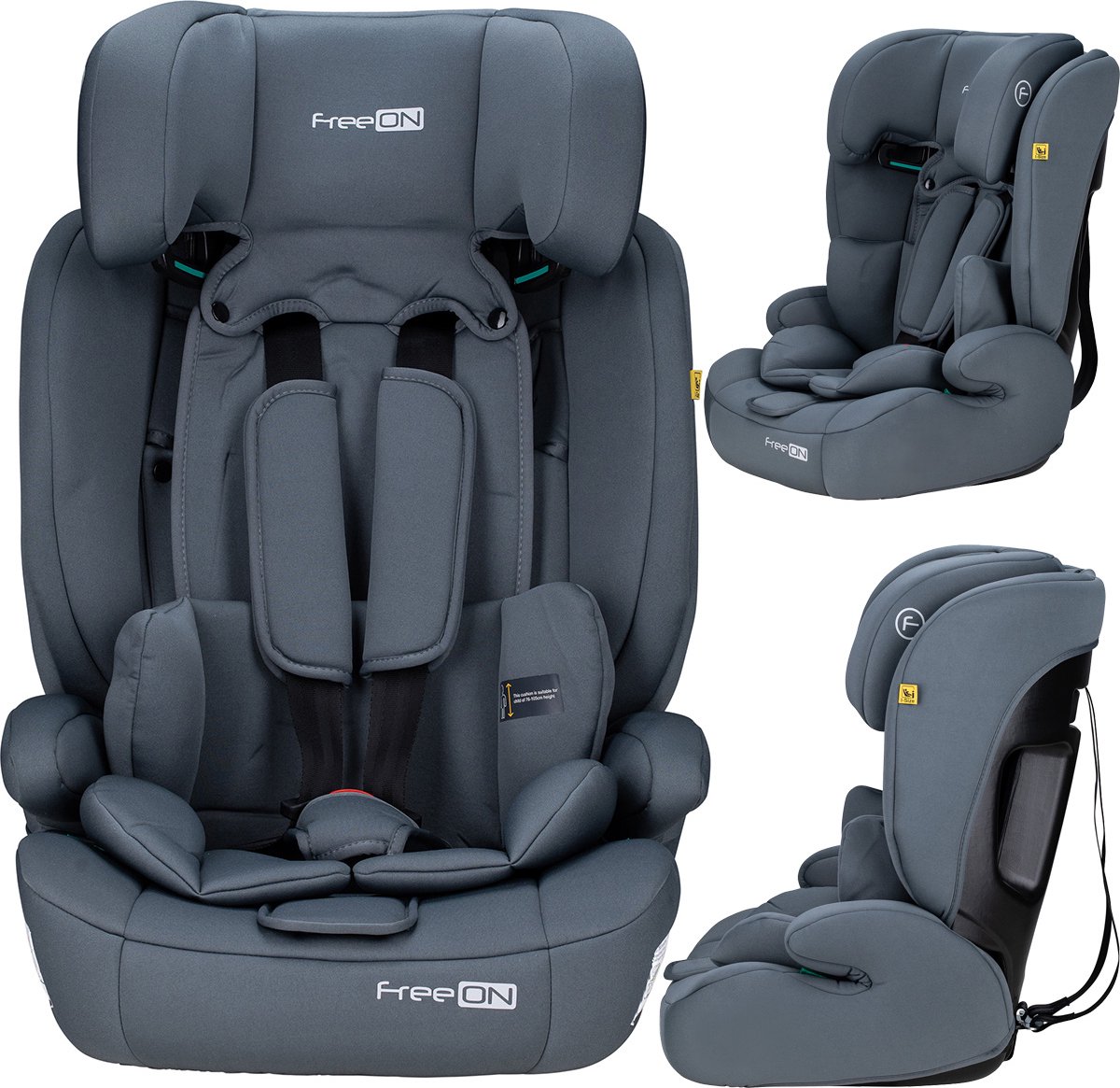 FreeON autostoel - Uran - i-Size - Donkergrijs - voor kinderen van 76-150cm