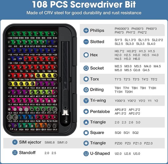 Precisie Schroevendraaierset,132 In 1 Ergonomische Uitschuifbare