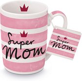 Design@Home - Porseleinen Mok "Super Mom" - roze - 350 ml