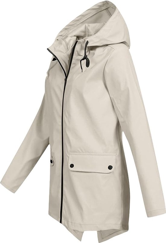 LIuvia lange ademende regenjas dames kleur beige waterdicht en