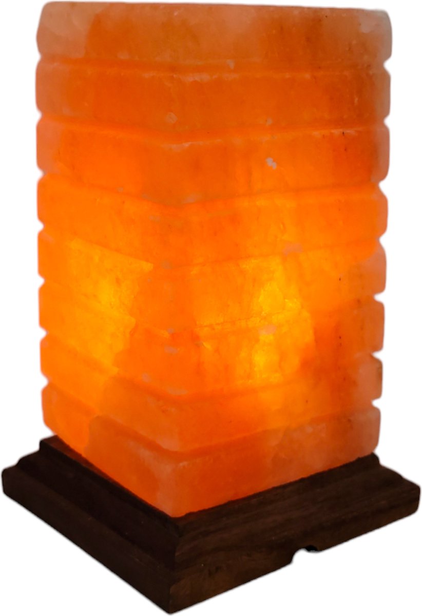 Zoutlamp - Himalaya zoutlamp - Lijn Kolom zoutLamp - Tafel Lamp - 10 x 10 x 20 cm - 4 kg - Tafellamp – Sfeerlamp – Himalaya Zoutsteen Nachtlamp