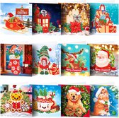 Kaarten - Diamond painting - kaarten - Merry Christmas - kerstkaarten 12 stuks