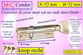 M&C Condor cilinderslot met Knop RECHT met PUSH functie 52x32 mm deurslot - SKG*** - Politiekeurmerk Veilig Wonen - Deurcilinder met 3 sleutels