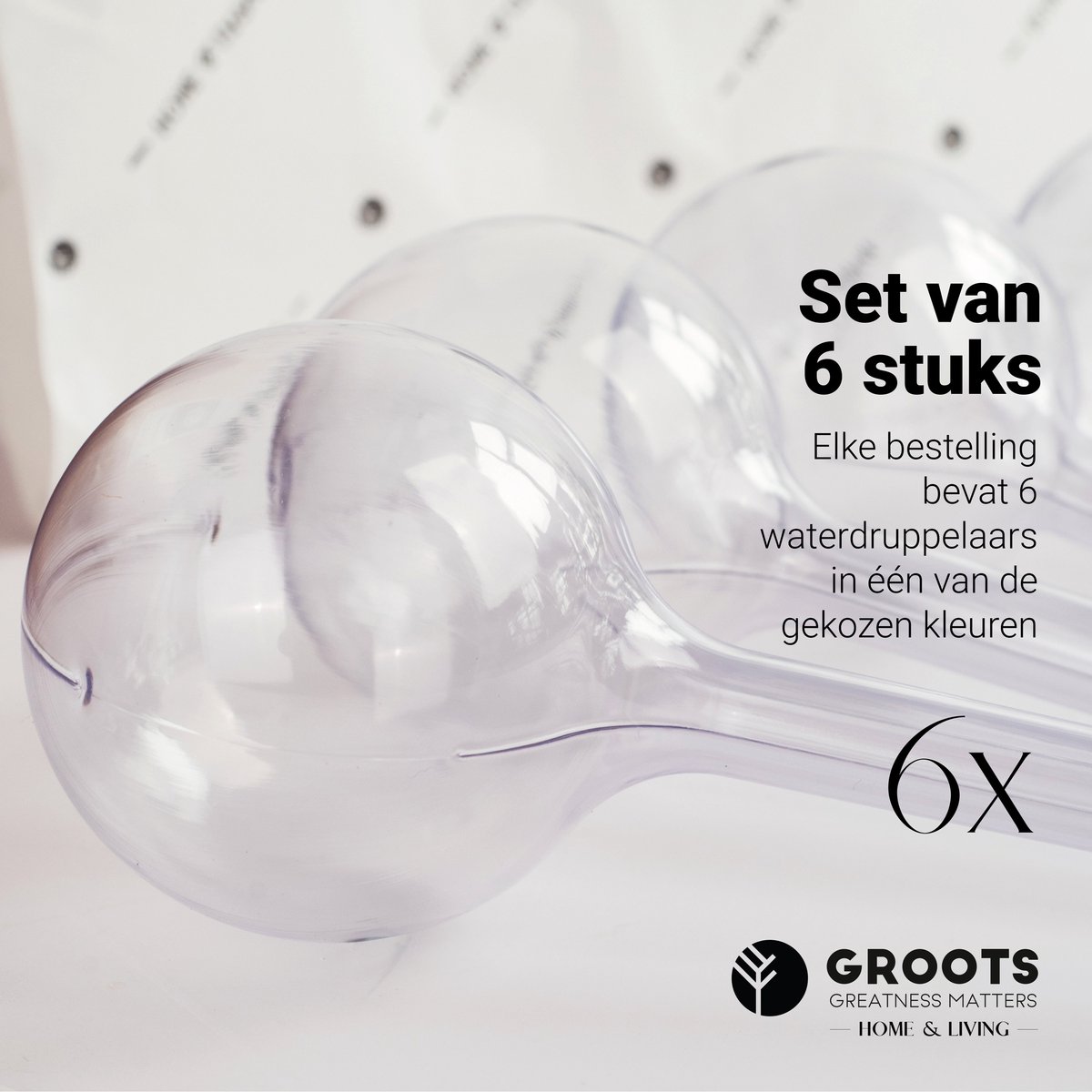 Groots Waterdruppelaar Transparant Set van 6 - Planten waterdruppelaar voor binnen en buiten thumbnail 3