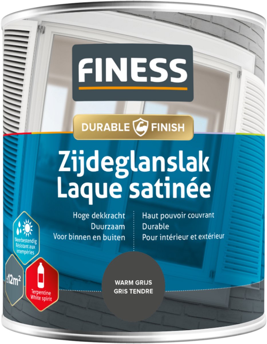 Finess zijdeglanslak - warm grijs - 750 ml.
