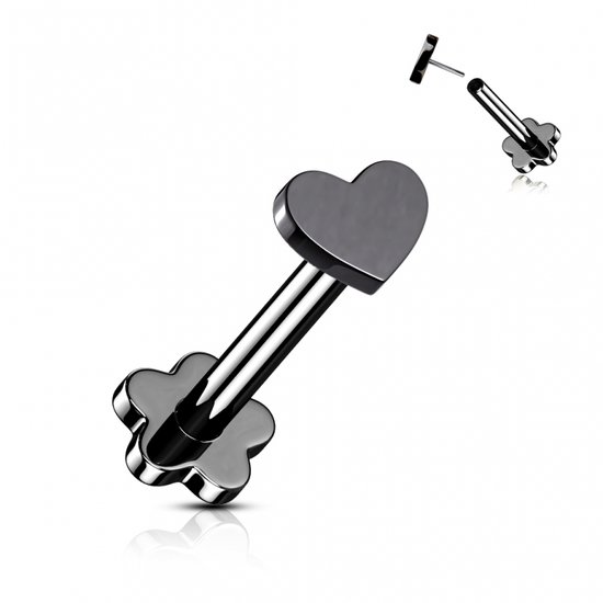 Piercing poussoir en coeur noir