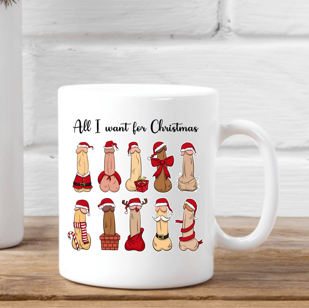 Funny Kerst Mok- All i want for Christmas is......Piemel mok kerstmis- kerst cadeautje.