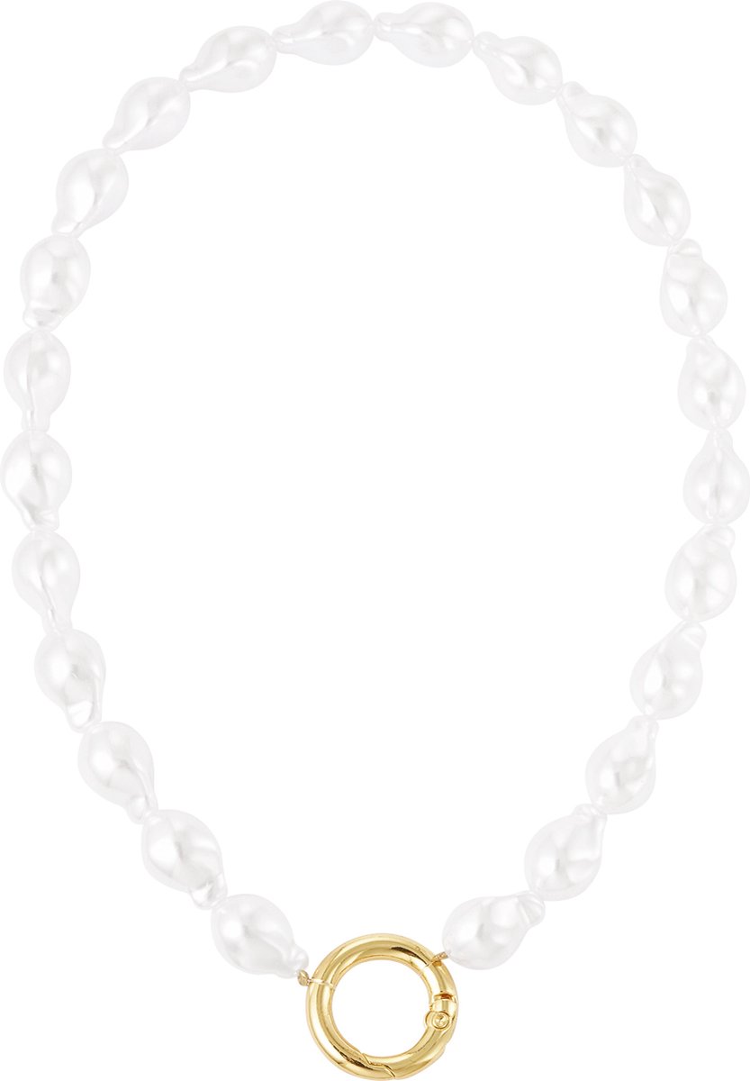 Telefoonkoord met parels - kort telefoonkoord van 29 cm met elegante uitstraling