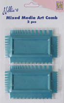 NMMC001 Nellie Snellen Art Comb - mixed media kam voor verf en inkt - 2 stuks fijn en grof - blauw