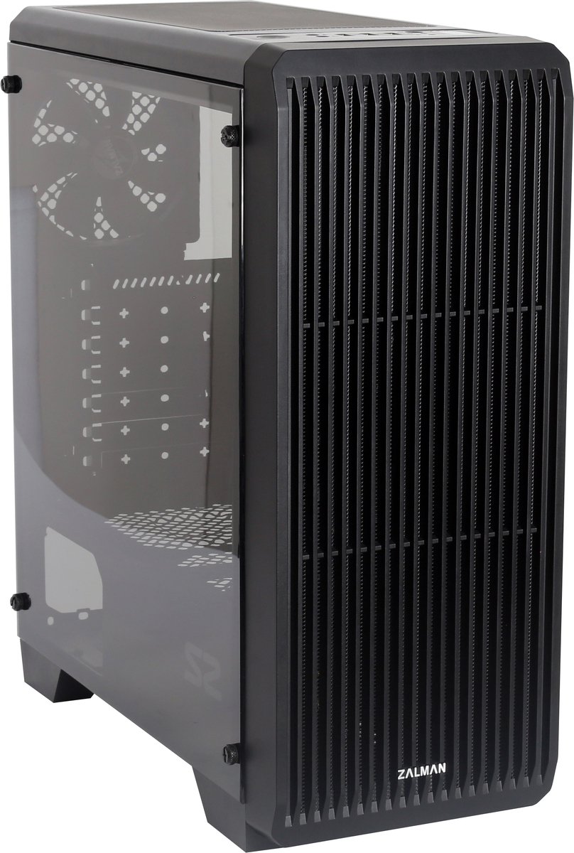 Zalman S2 - ATX Midi Tower PC Case, Pre-installed: 120mm black fan (achter), ventilatie opening voorzijde voor efficiente koeling, -acryl window (links)