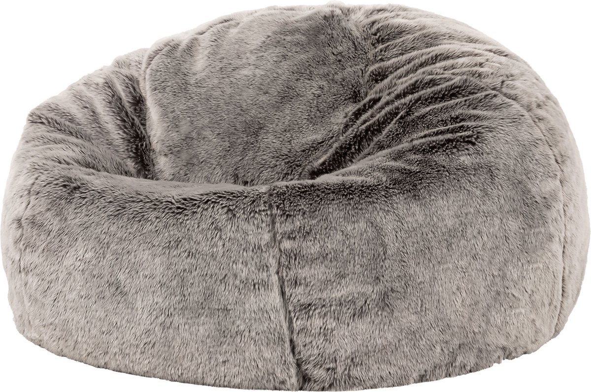 icon - Kingston Zitzak Fauteuil - Fluffy Pluche Imitatiebont - Grijs