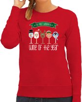 Bellatio Decorations foute kersttrui/sweater dames - Kerst wijn glazen - rood - drank/wine S